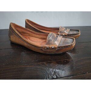 EUC Born Distressed Brown Leather Penny Loafers/Sz. 7.5M